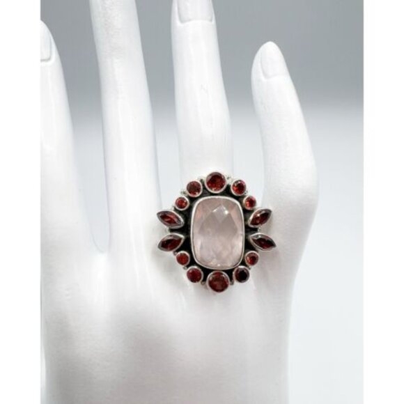 🌟NICKY BUTLER One of a Kind 925 Silver Rose Quartz Garnet Size 9 Ring NE… - Picture 6 of 15